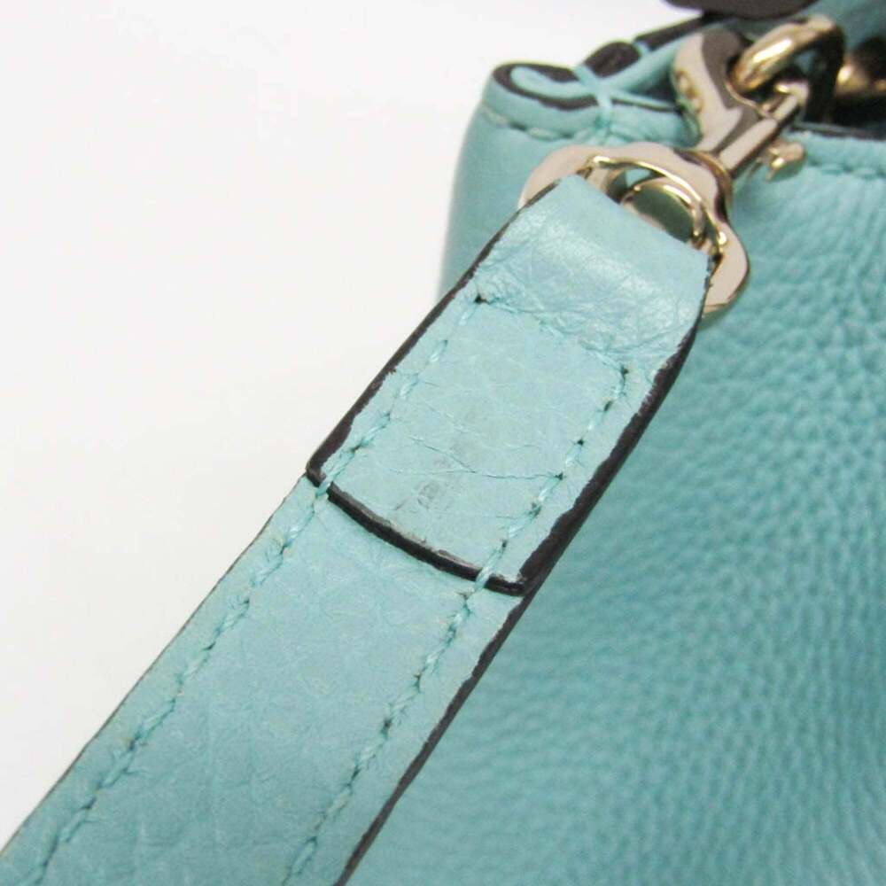GUCCI Authentic Blue Leather Bamboo Shoulder Bag - Picture 11 of 16